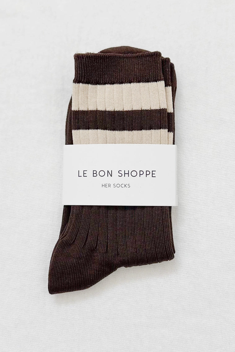 HER VARSITY socks ESPRESSO