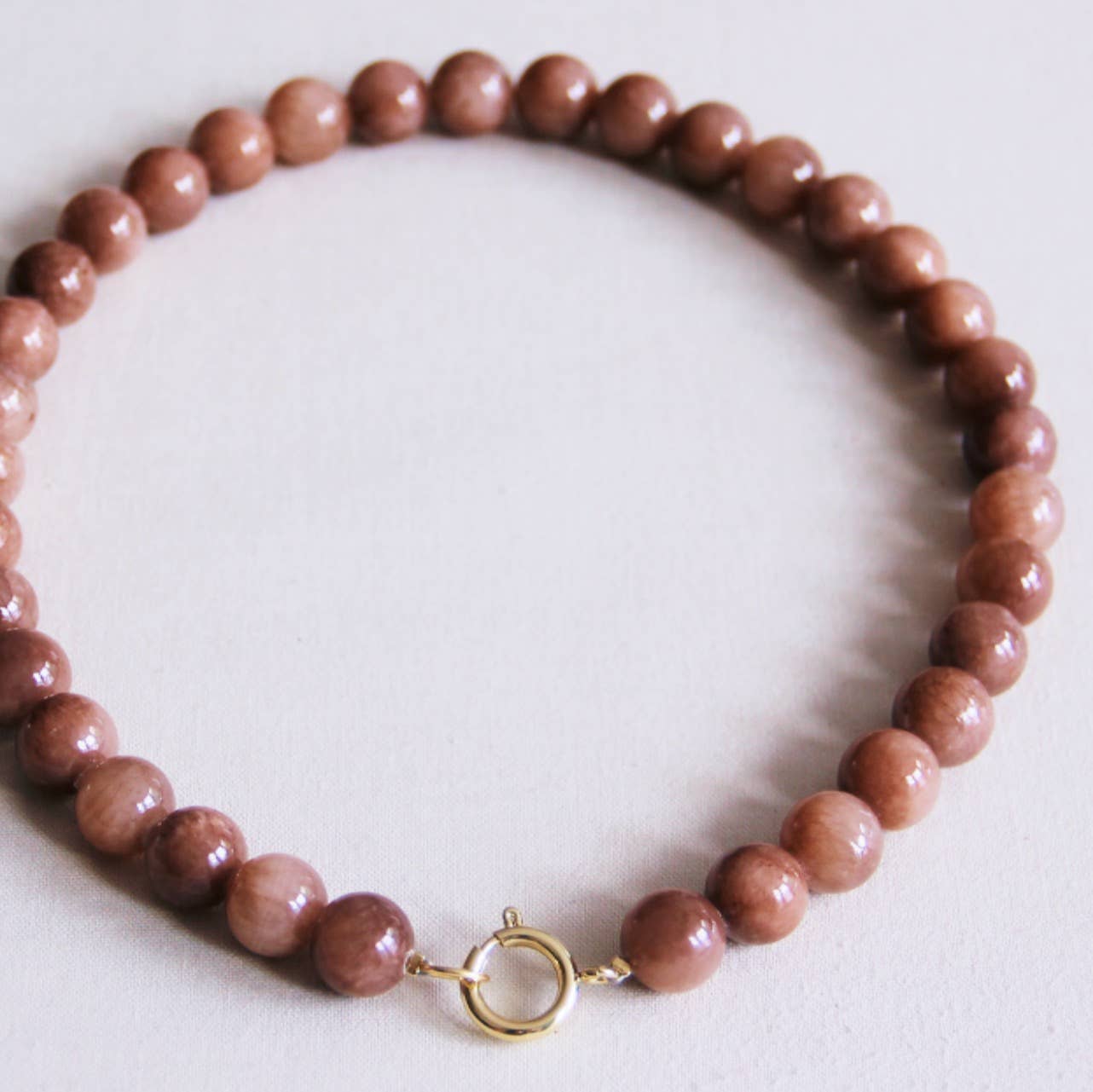Natural stone bead necklace - brown