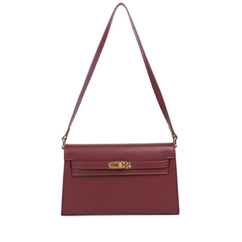 GENUINE Leather envelope shoulder bag Burgundy