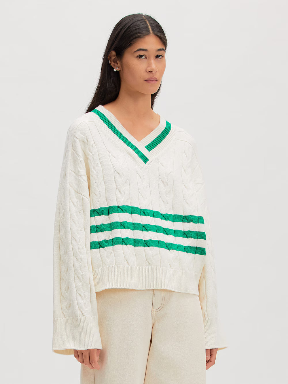 CHARLINE trui WHITE/GREEN STRIPE