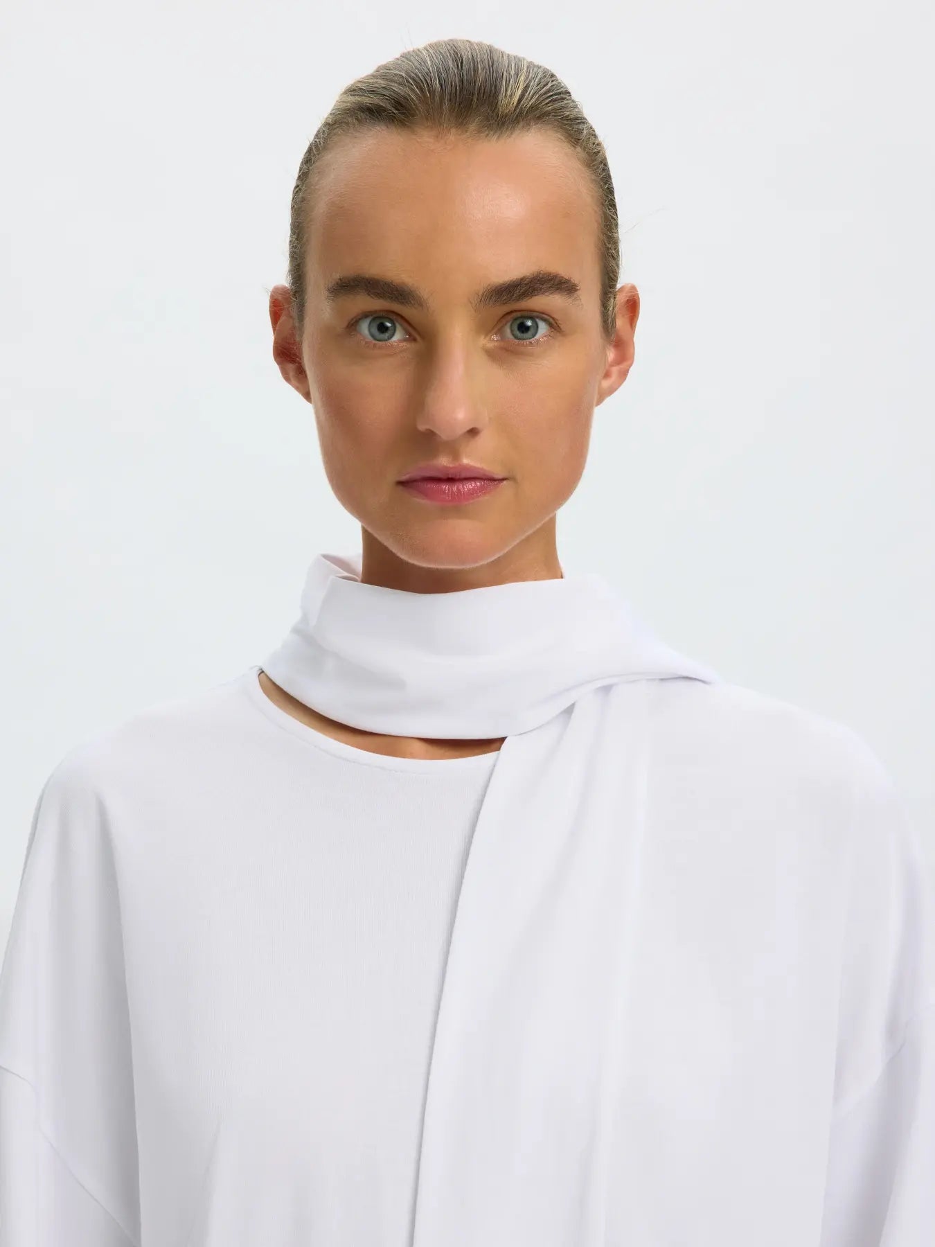 SLWCOLWOMAN LS detail tee BRIGHT WHITE