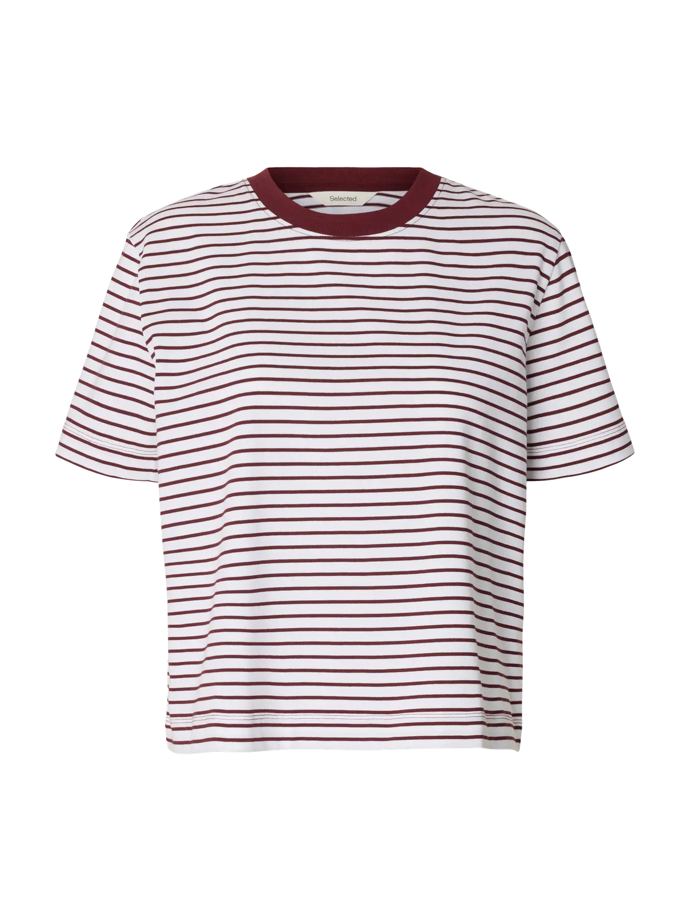 SLWESSENTIAL SS striped boxy tee TAWNY PORT