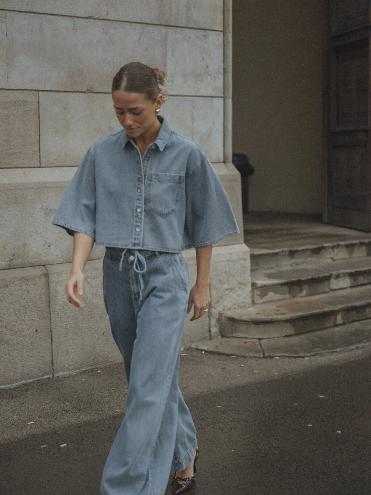 MAYA Wide Leg Jeans BLUE DENIM