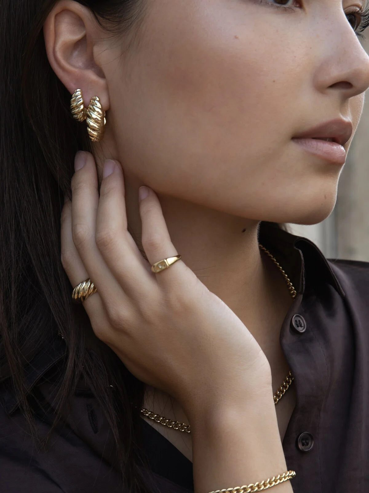 FARA Croissant SET Earrings Gold