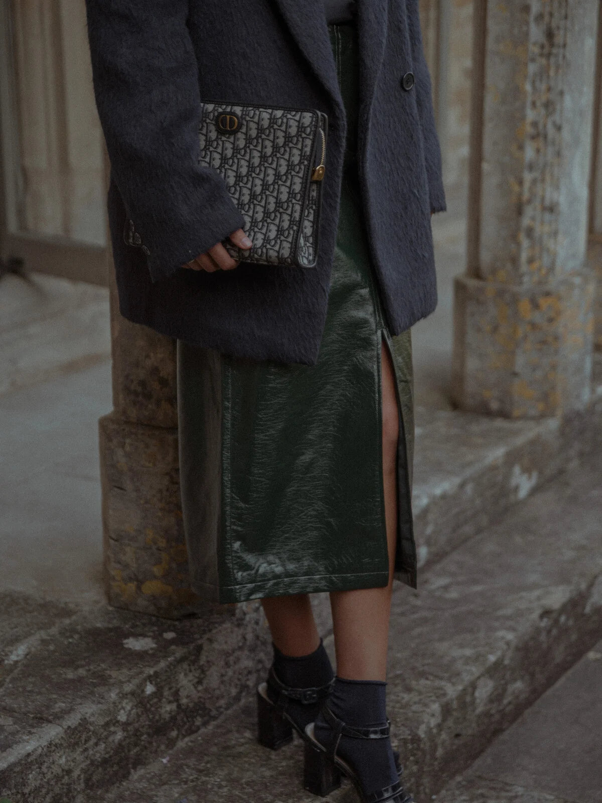 ALEXIA Midi vegan leather skirt
