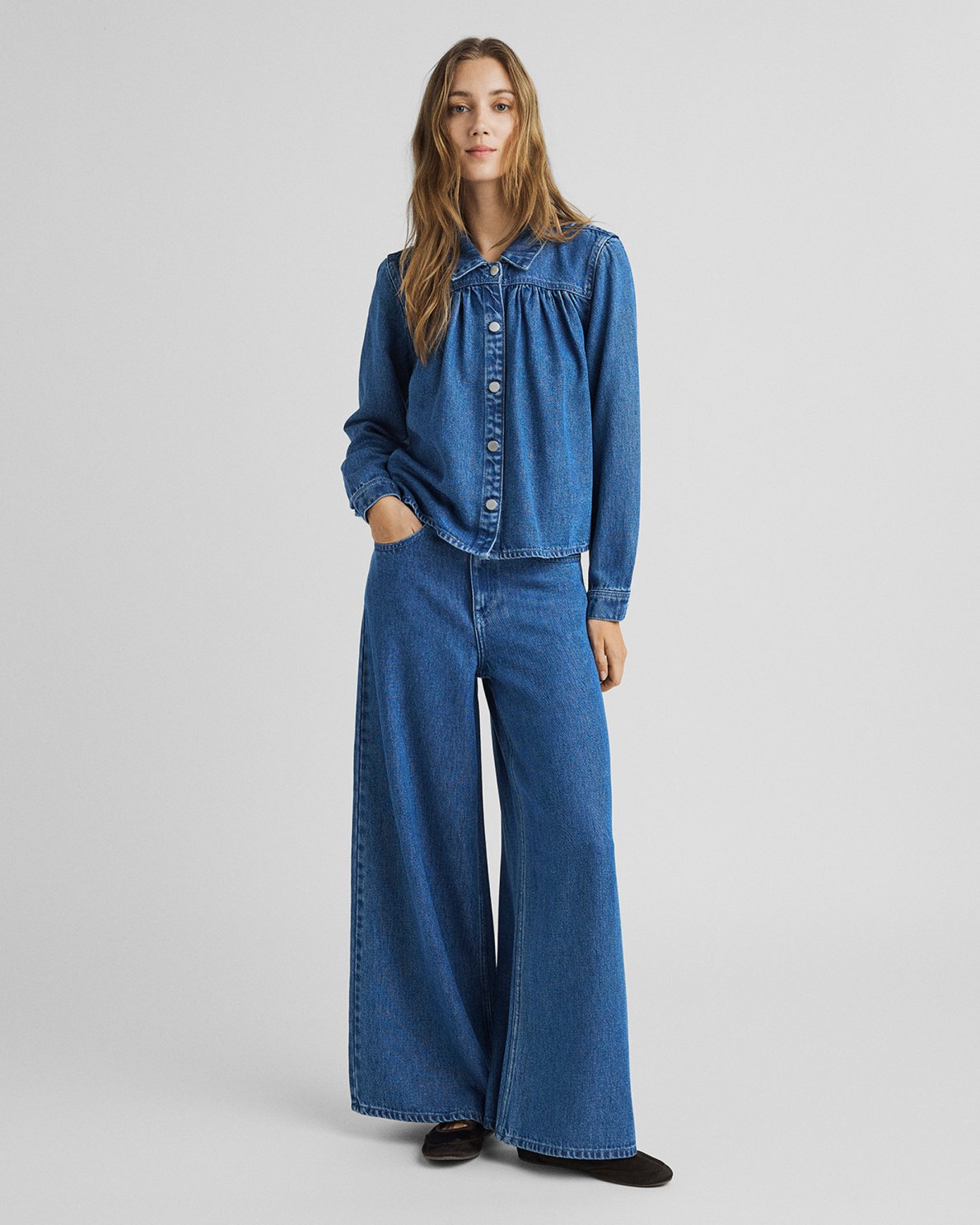 MSCHAGO RUE wide pants MID BLUE WASH