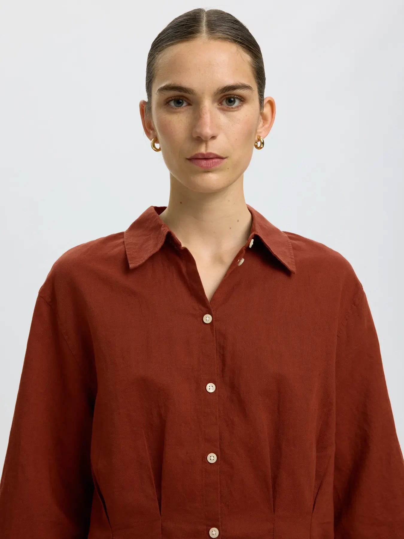 SLFCLEO cropped shirt CHERRY MAHOGANY