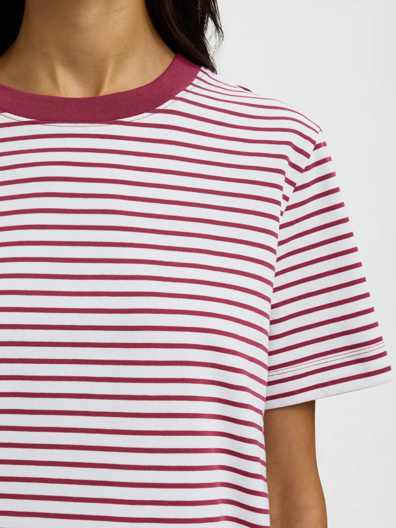SLWESSENTIAL SS Striped boxy tee ANEMONE STRIPES