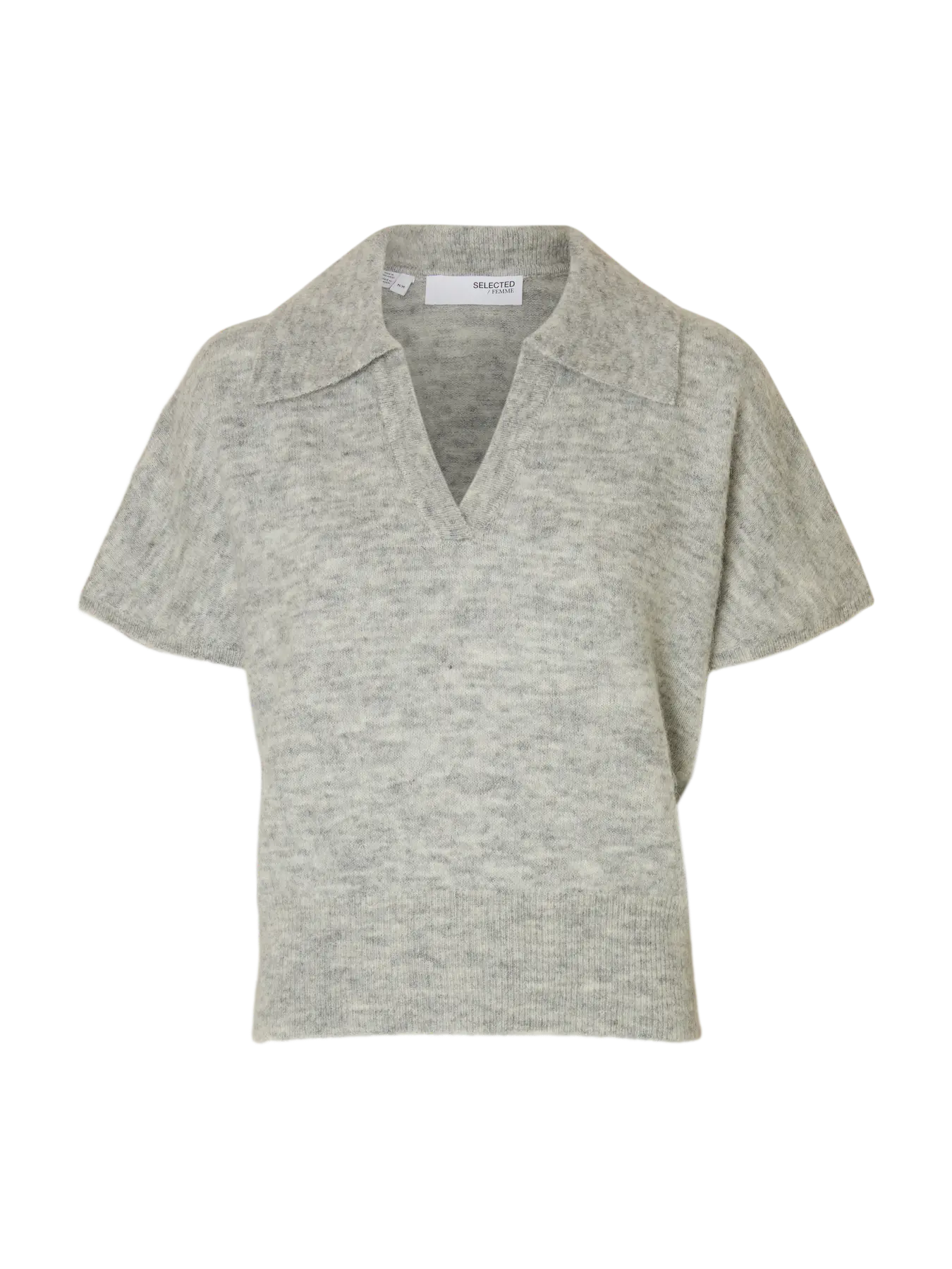 SLFLULU SS Knit Polo Grey Melange