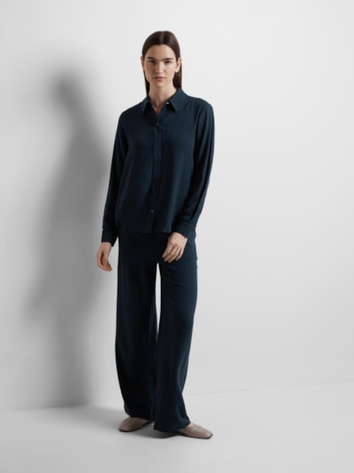 SLFVIVA GULIA hw long linen pants NAVY