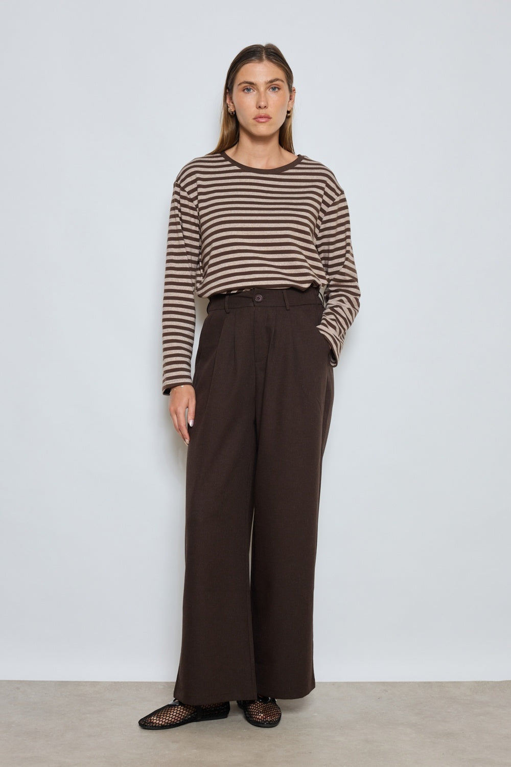 LEA Top Brown Striped