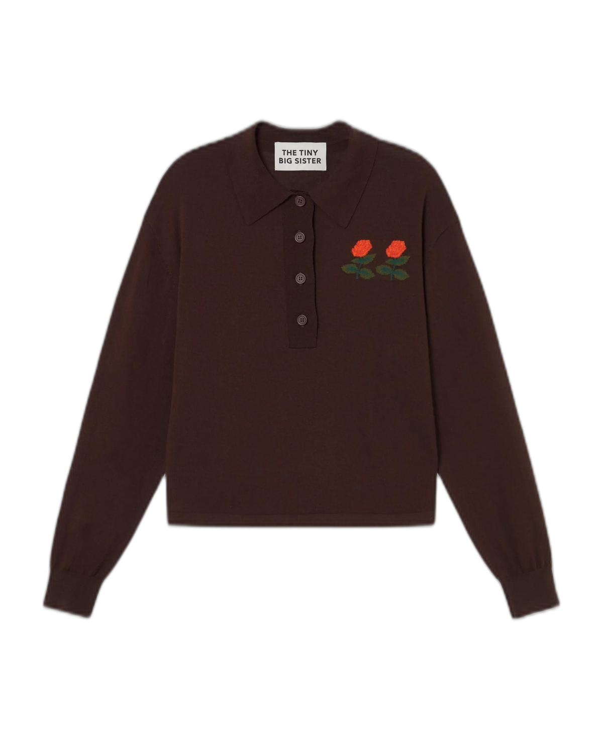 Roses Knitted Polo - Brown