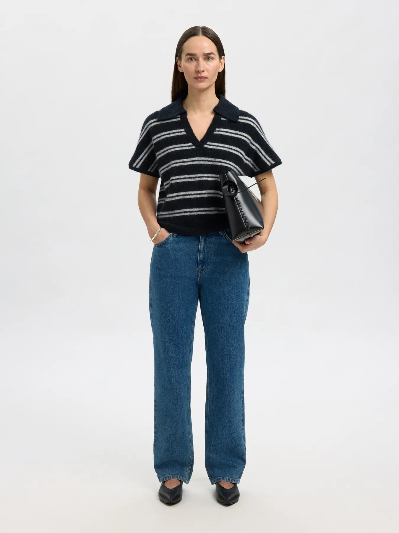 SLFLULU SS Knit Polo Dark Sapphire