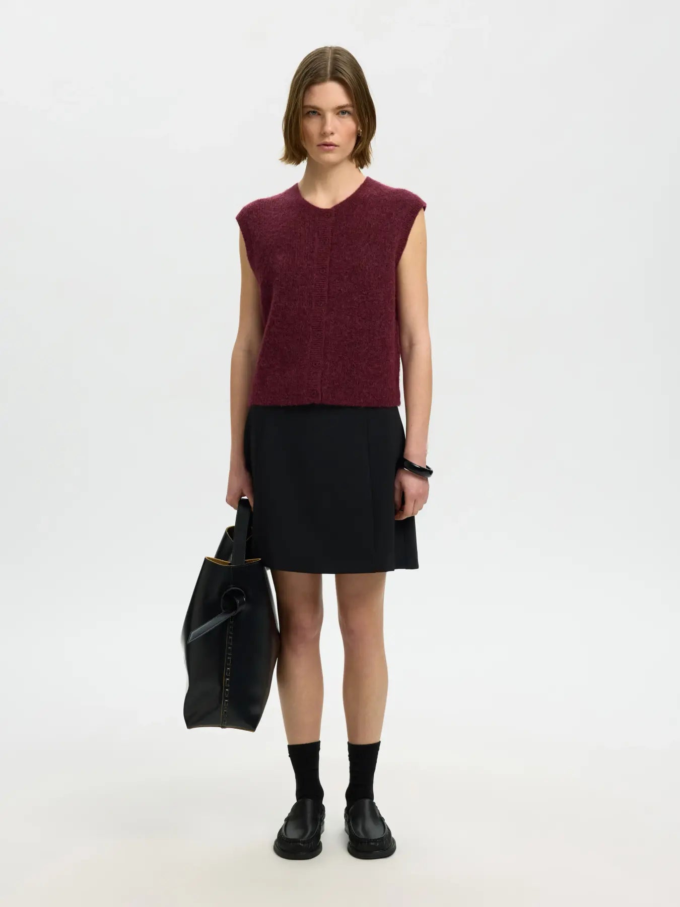 SLWLULU button O-neck vest TAWNY PORT