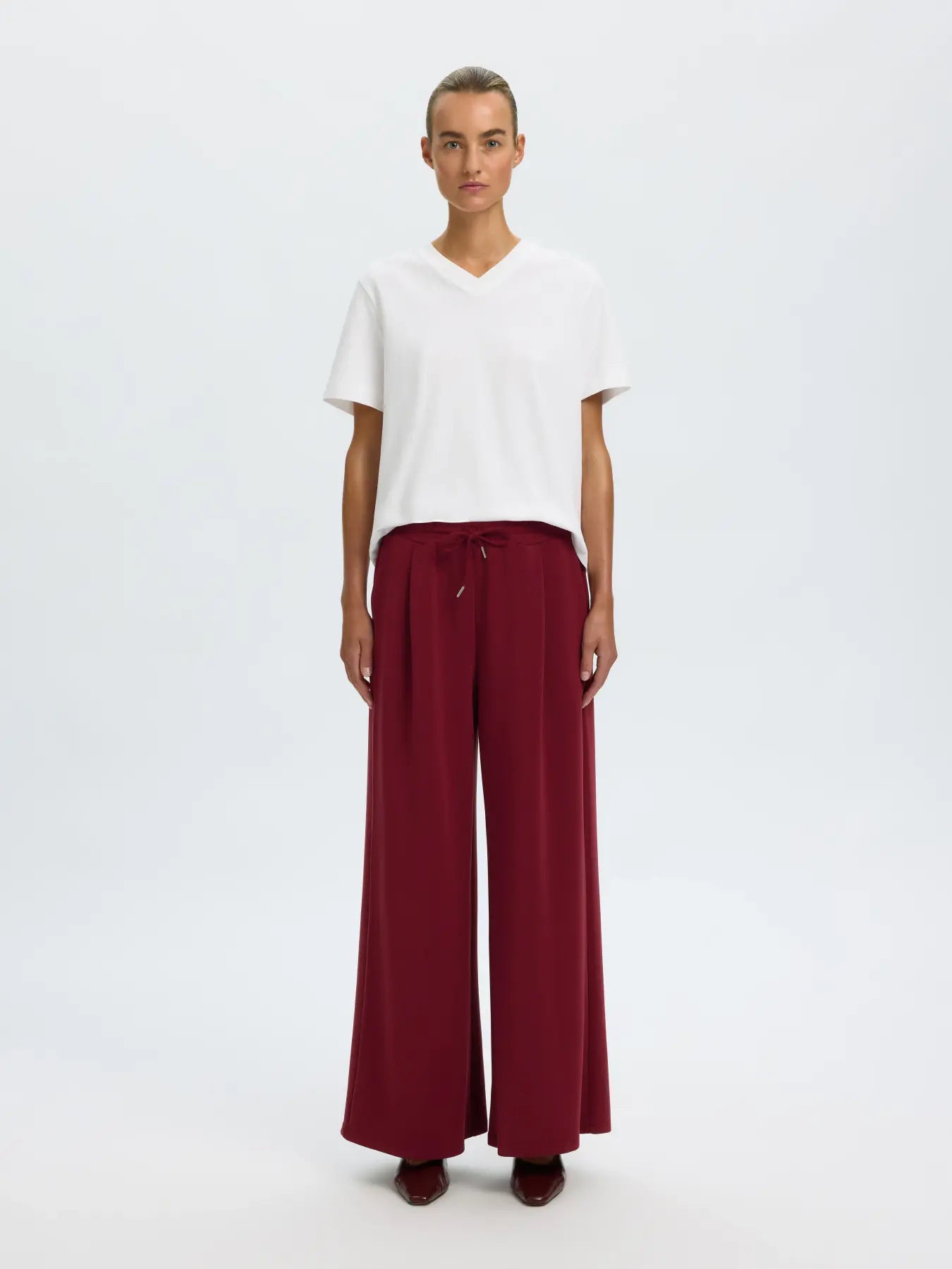 SLWTENNY-KATRINA MW wide pants TAWNY PORT