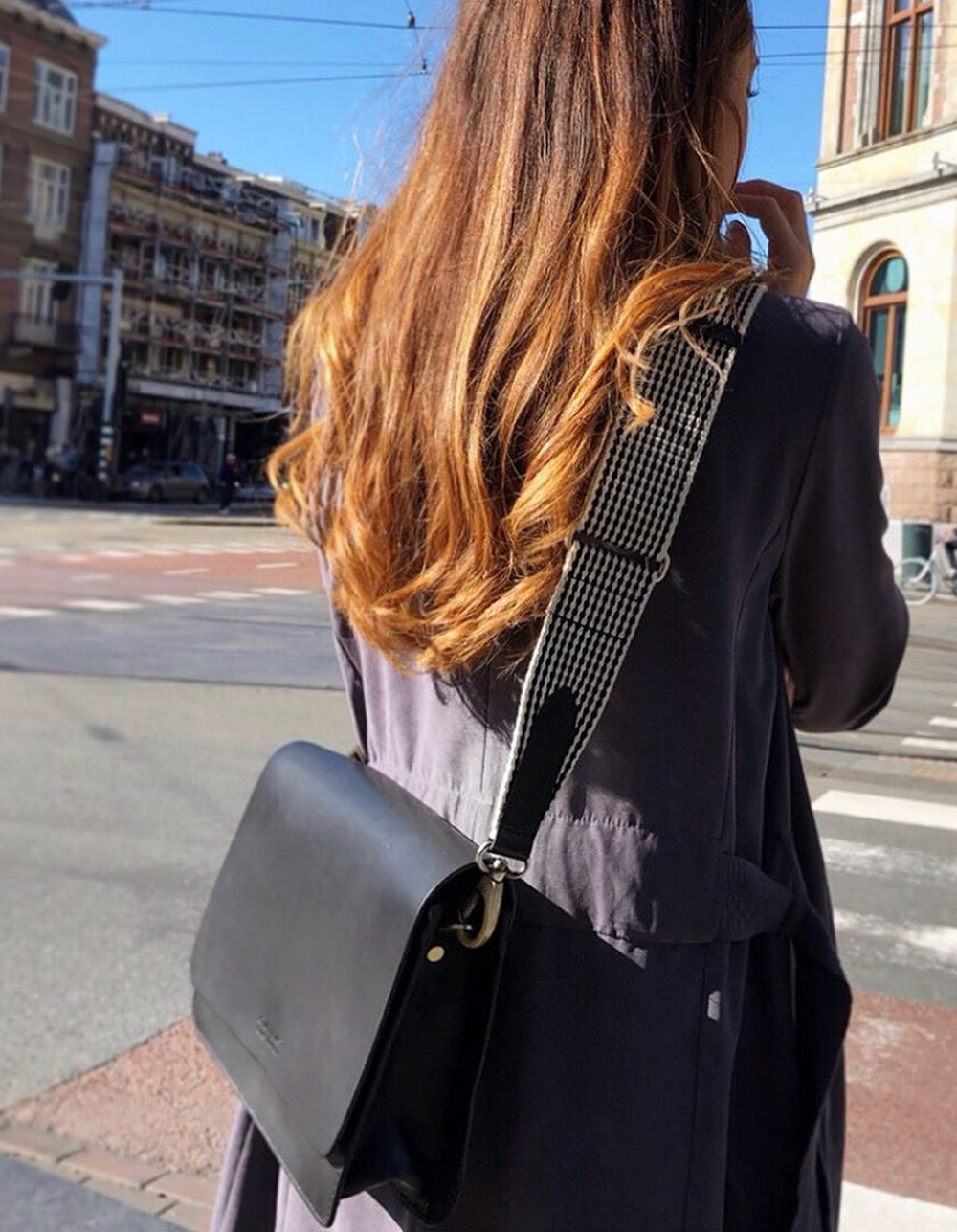 AUDREY | Black checkered classic leather