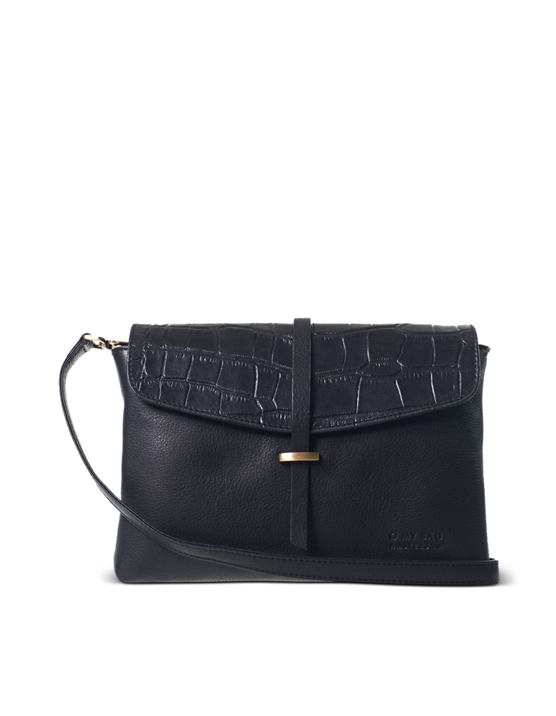 ELLA midi bag⎜Black classic croco leather