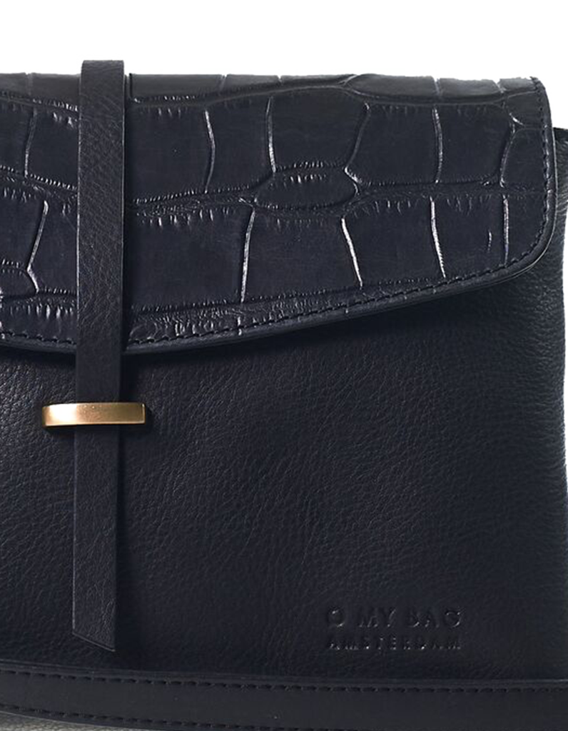 ELLA midi bag⎜Black classic croco leather