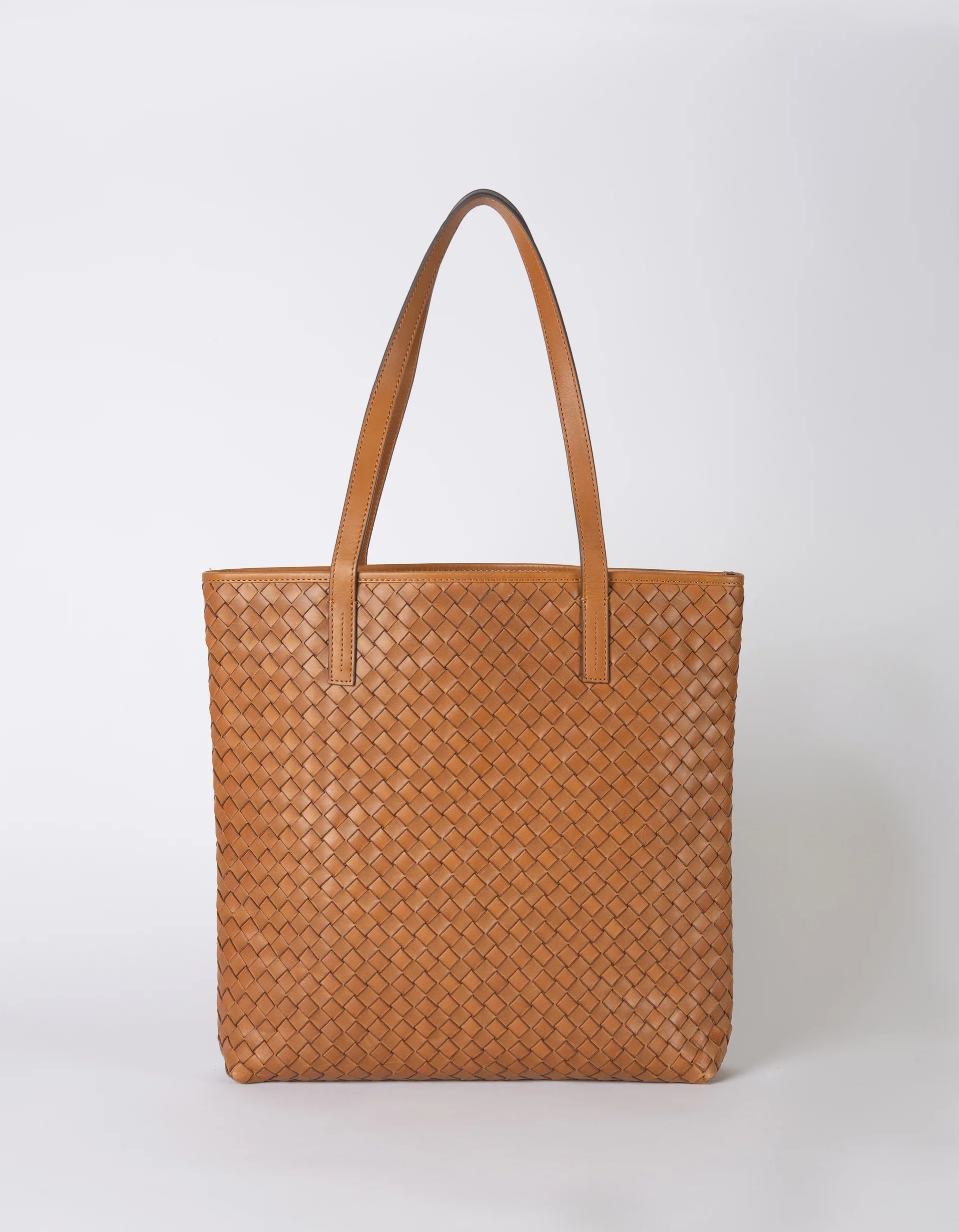 GEORGIA Woven classic leather COGNAC
