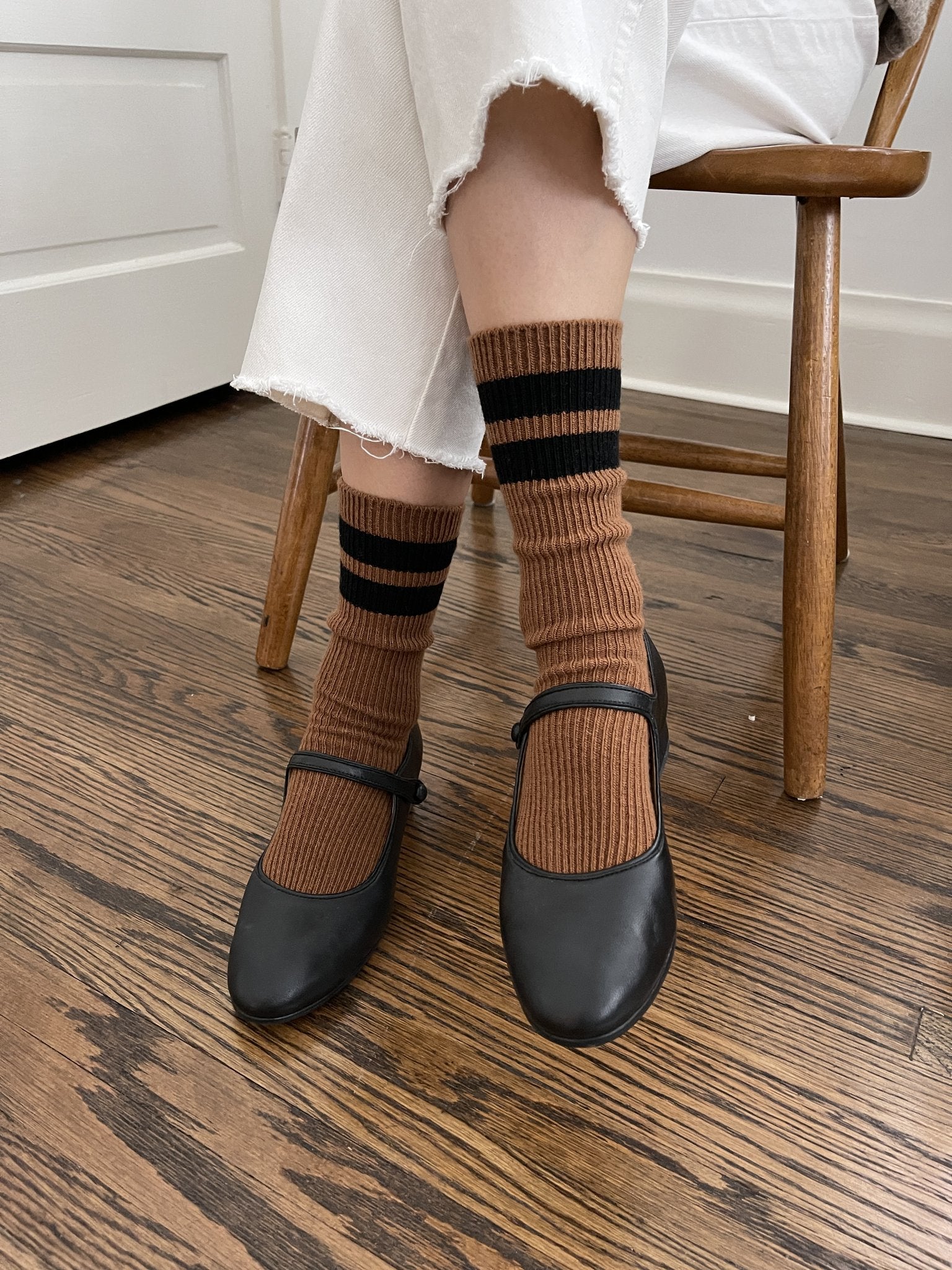 GRANDPA VARSITY socks⎜Tawny black stripe