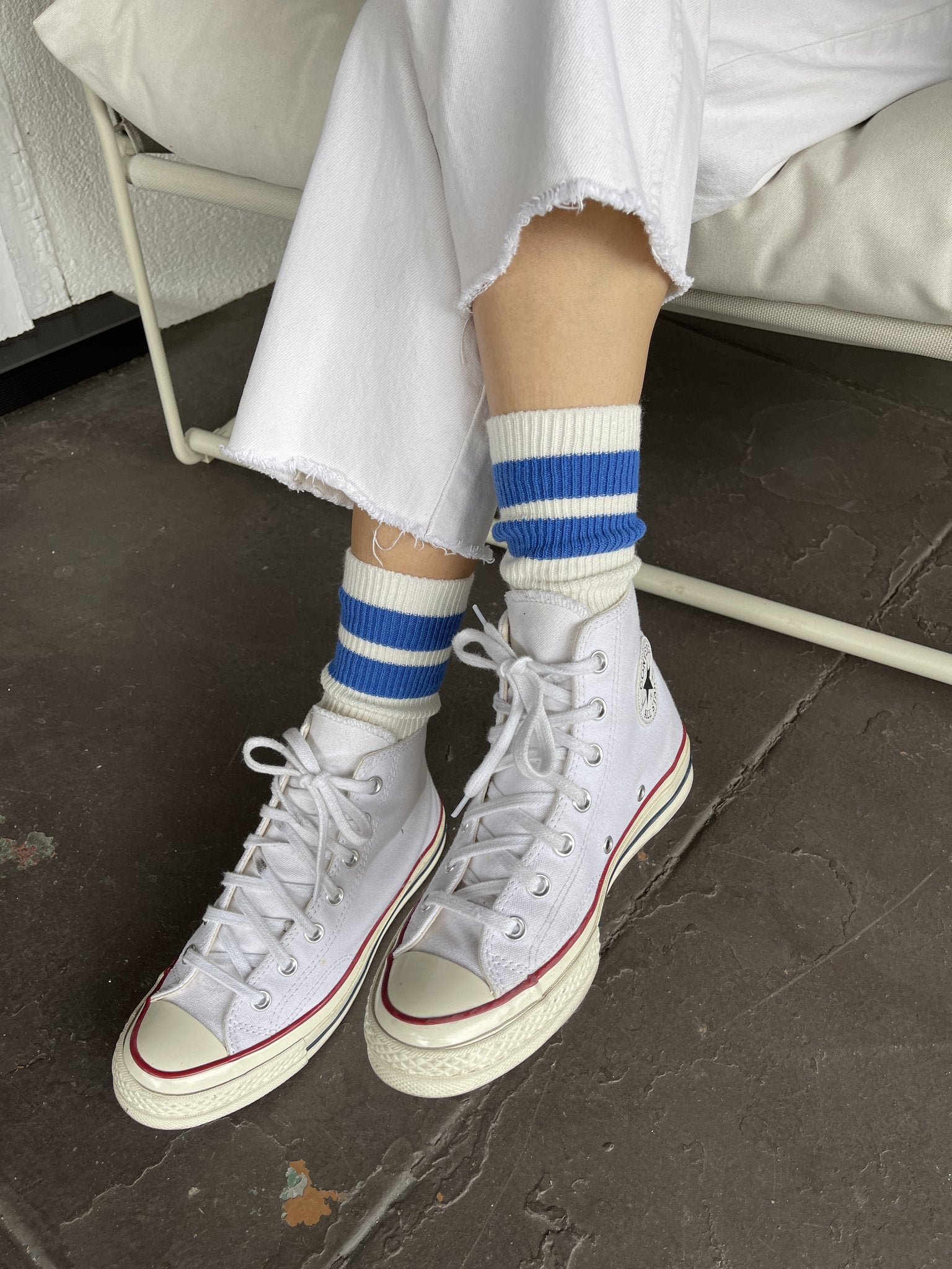 GRANDPA VARSITY socks⎜Sugar blue stripe