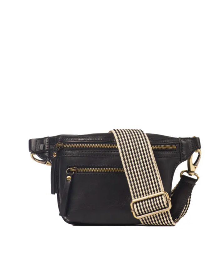 BECK BUM BAG⎜Black checkered stromboli leather