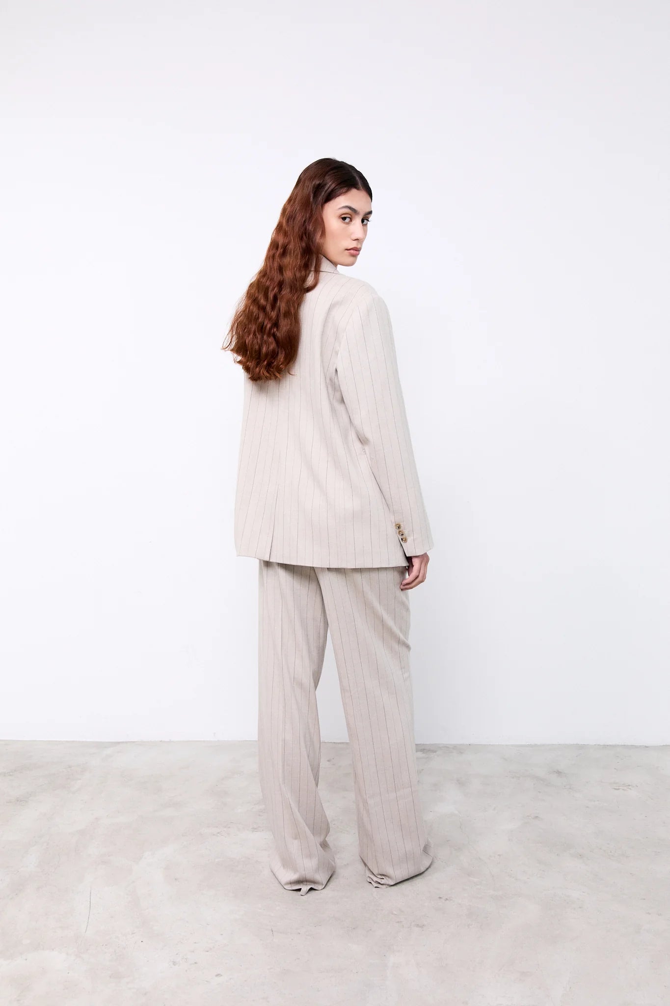 INDY Blazer - Beige Pinstripes