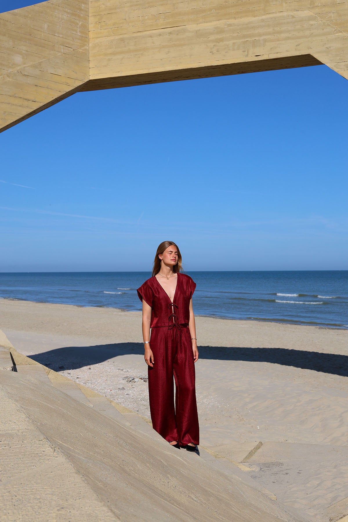 BILLIE Top lurex BORDEAUX