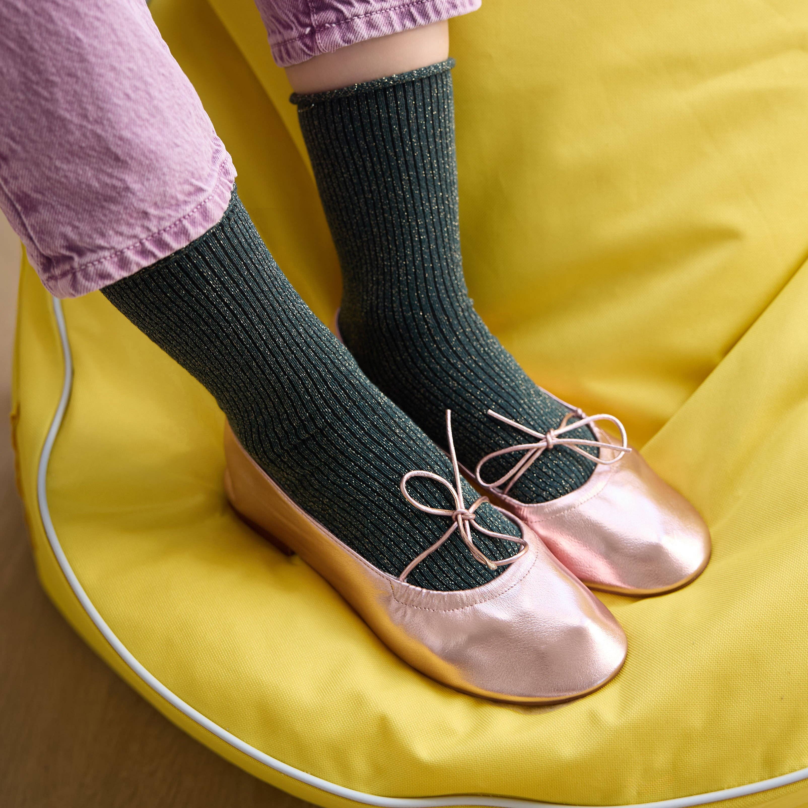KLUE Glitter Lurex socks  - Green