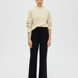 SLFVIVA GULIA hw long linen pants BLACK