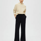 SLFVIVA GULIA hw long linen pants BLACK