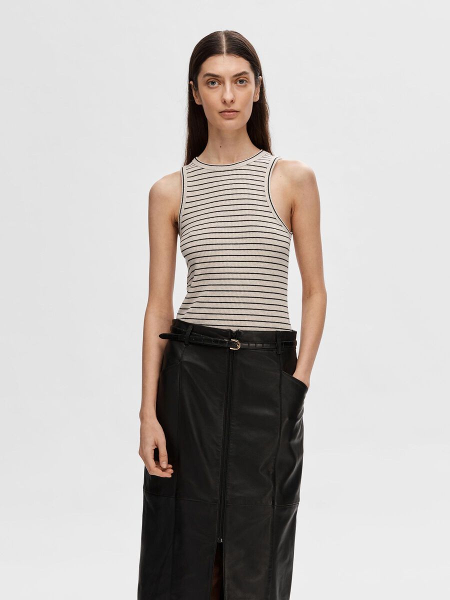 SLFANNA o-neck top STRIPED OATMEAL