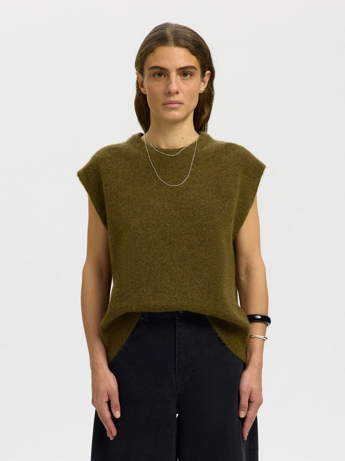 SLWLULU SL Knit Vest - Fig Green