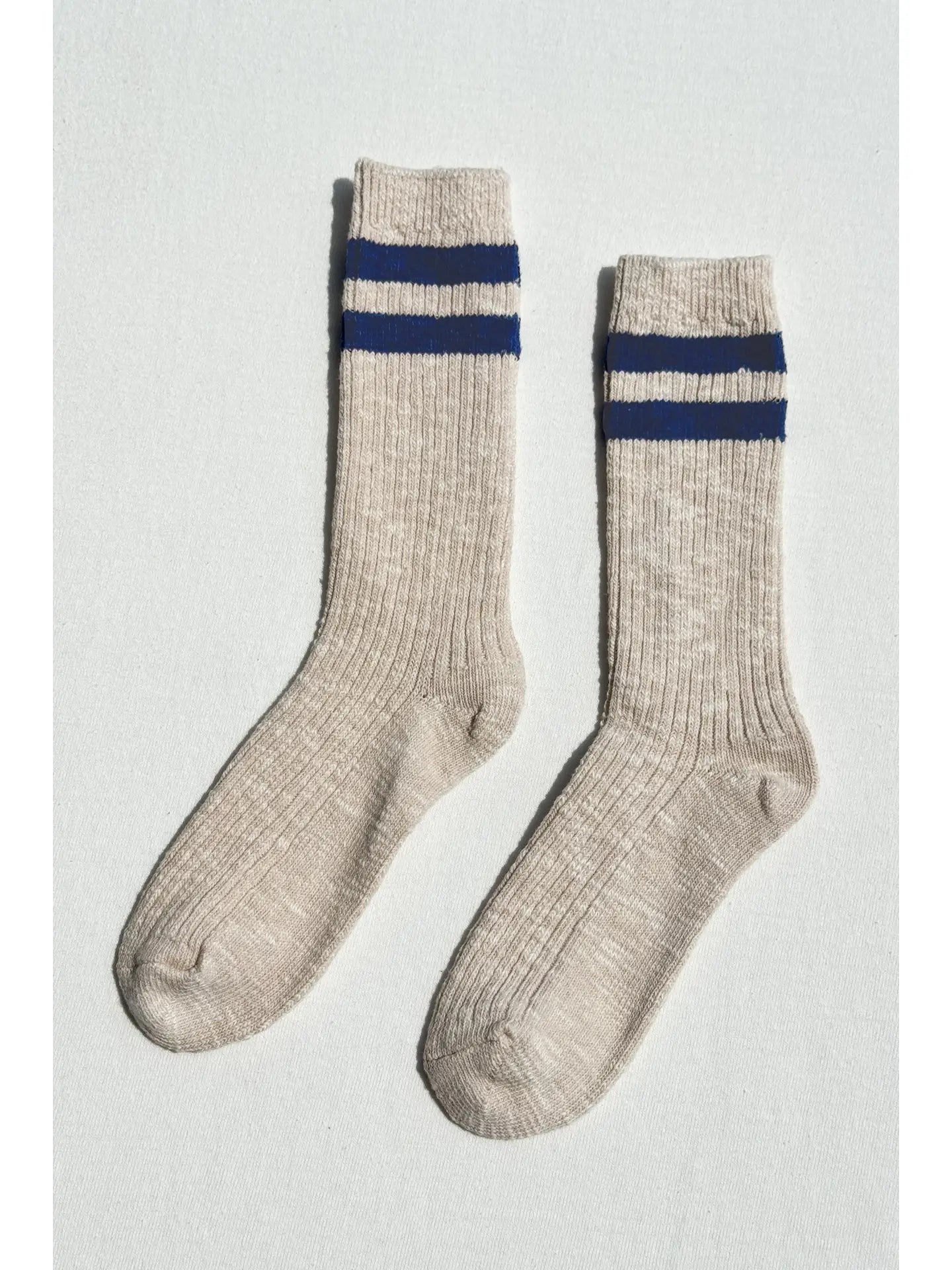 COTTAGE Varsity socks -  Oatmael/Navy