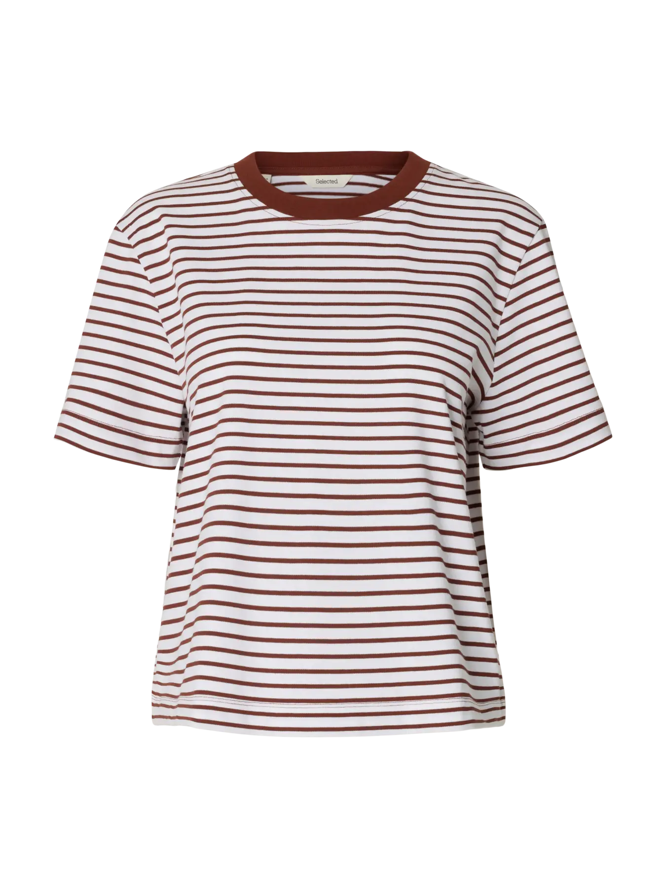 SLWESSENTIAL SS striped boxy tee CHERRY MAHOGANY STRIPES