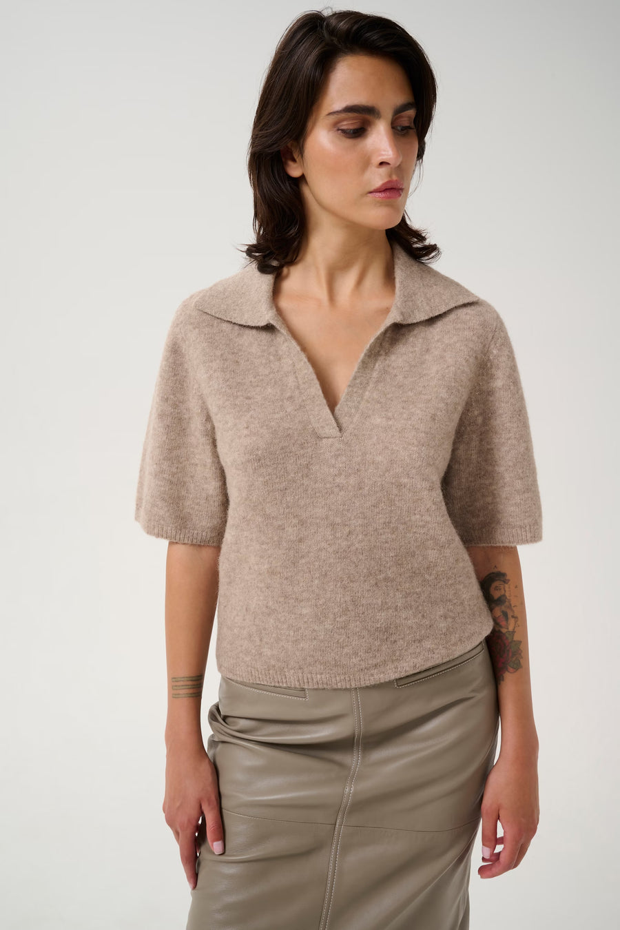 ALPHA SS Polo Pullover WARM SAND MEL