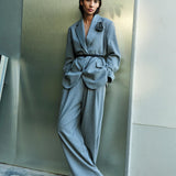 KAINOA Blazer with brooch Grey melange