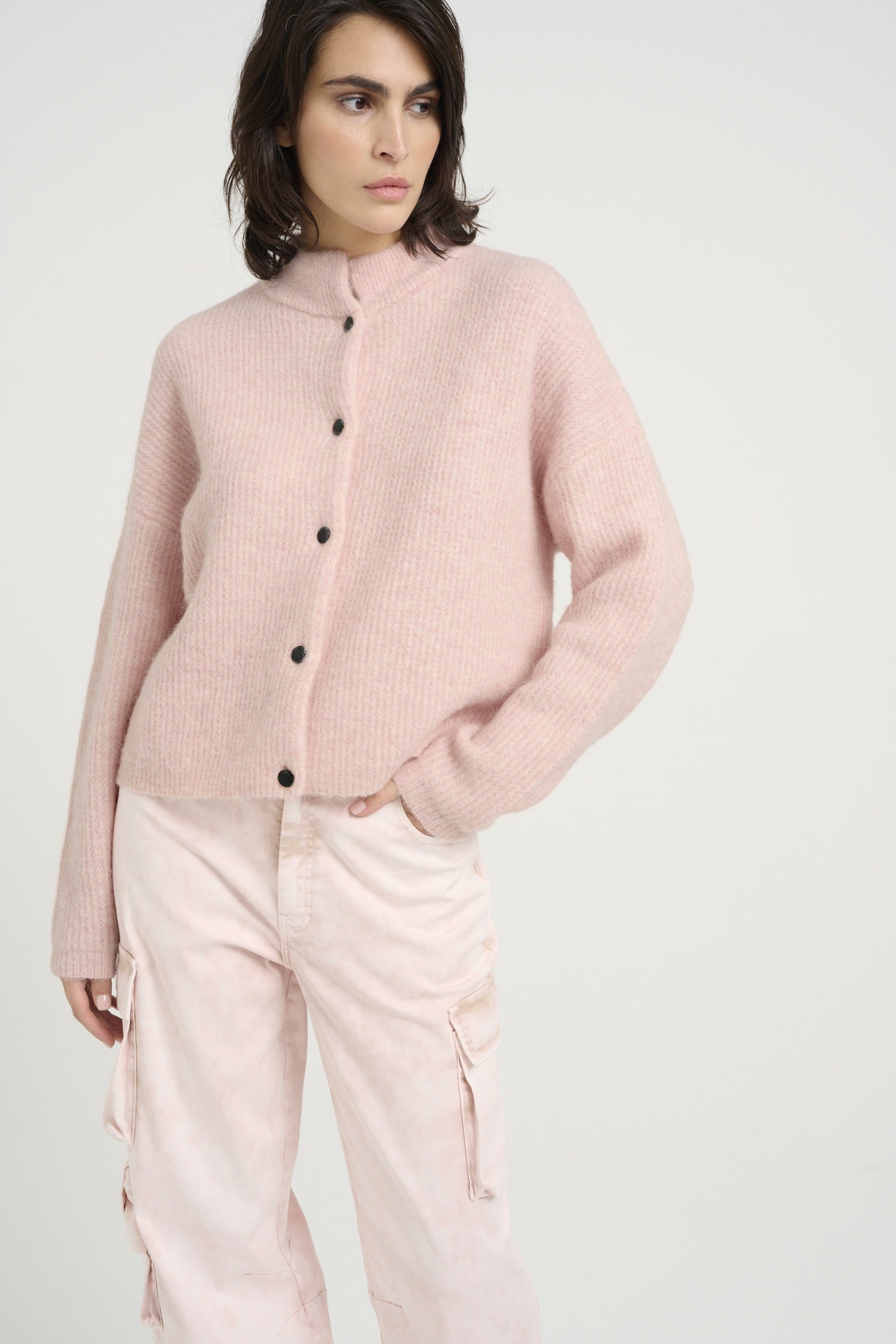 ALPHA GZ short cardigan Rose grey melange