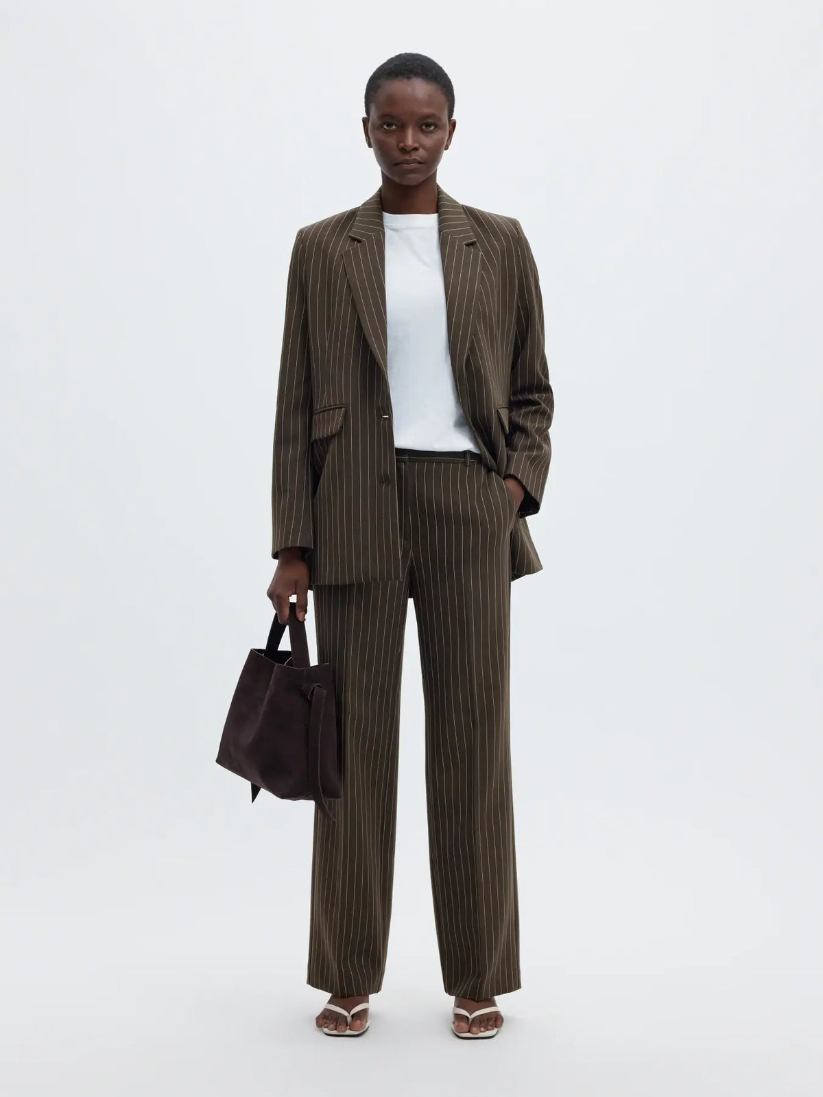 SLWRITA MW Wide Pants - Pin Stripe
