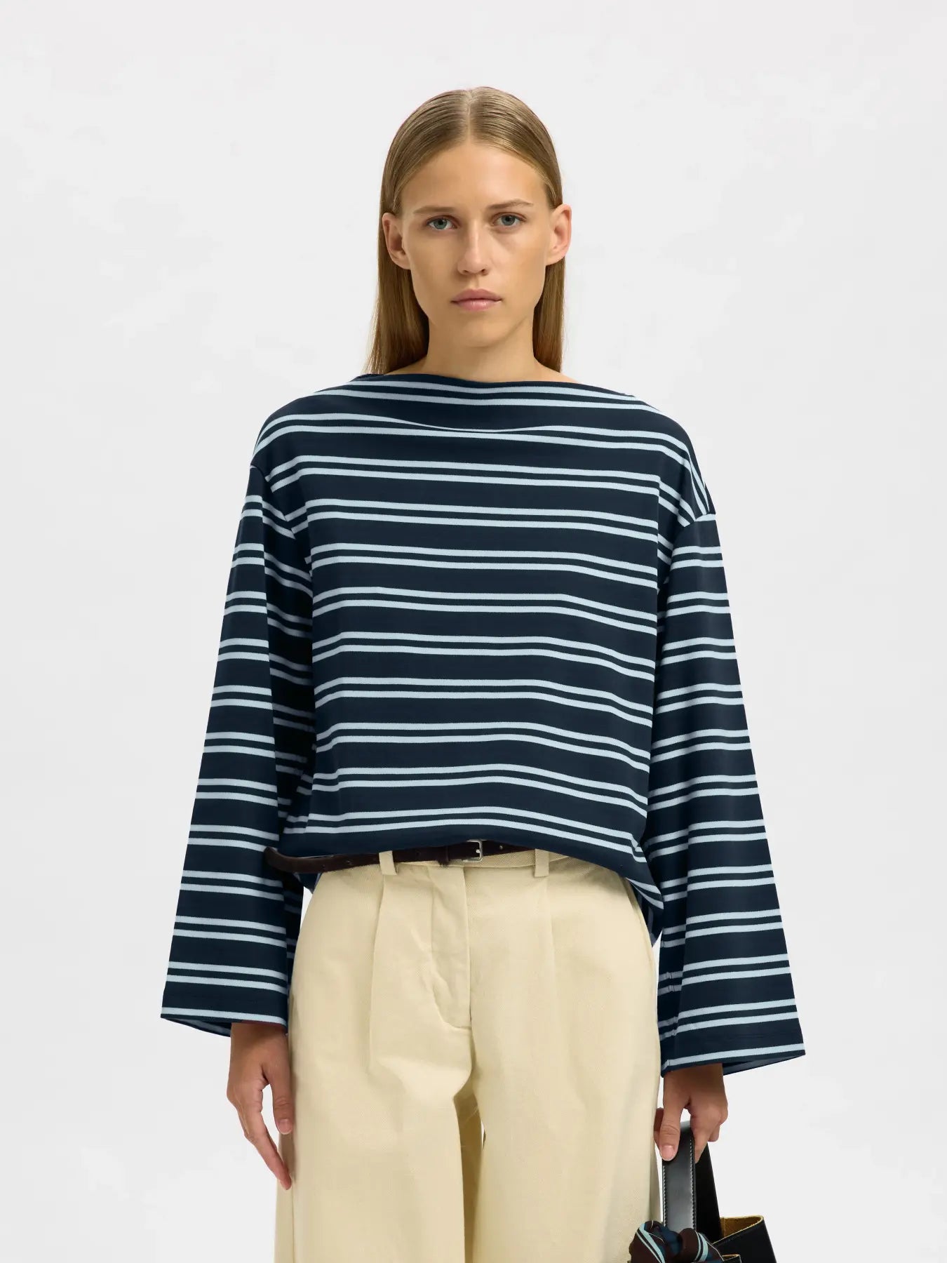 SLFPOLLY LS Boatneck striped tee Dark Sapphire
