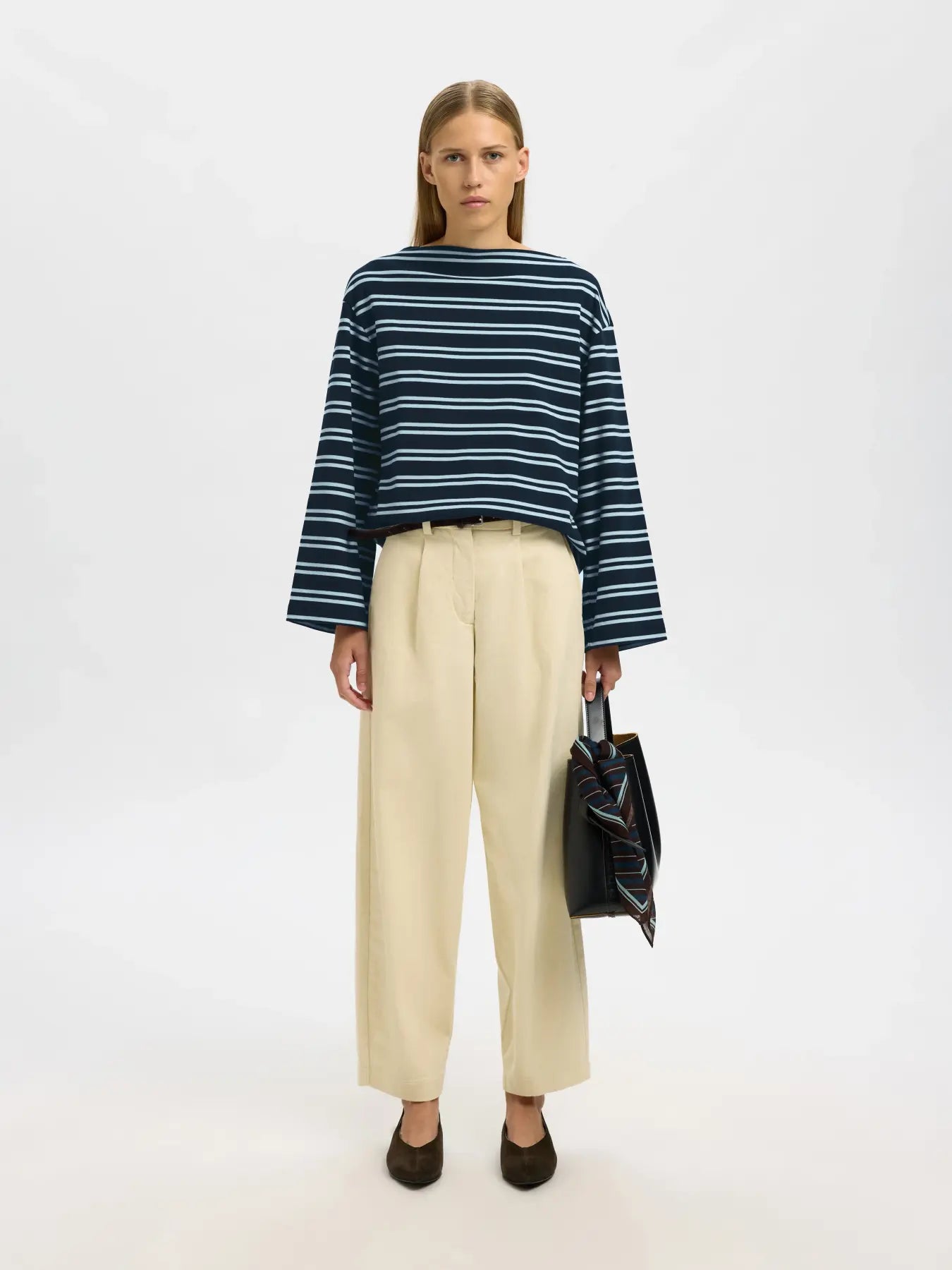 SLFPOLLY LS Boatneck striped tee Dark Sapphire