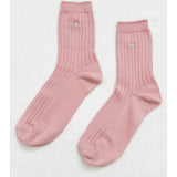 HER Socks Embroidered PINK SODA SILVER SEASHELL