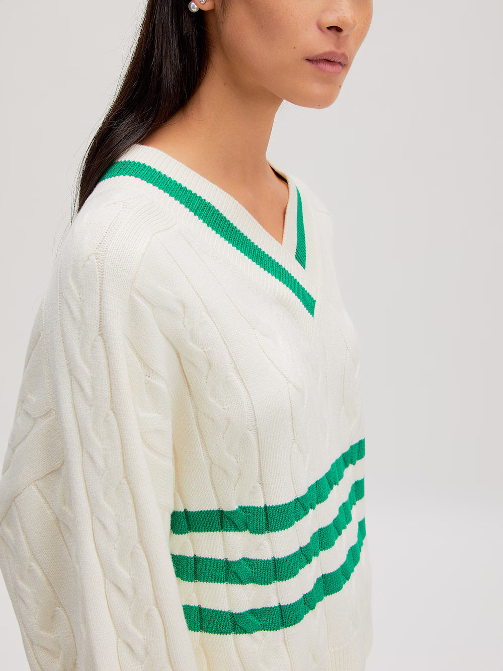 CHARLINE trui WHITE/GREEN STRIPE