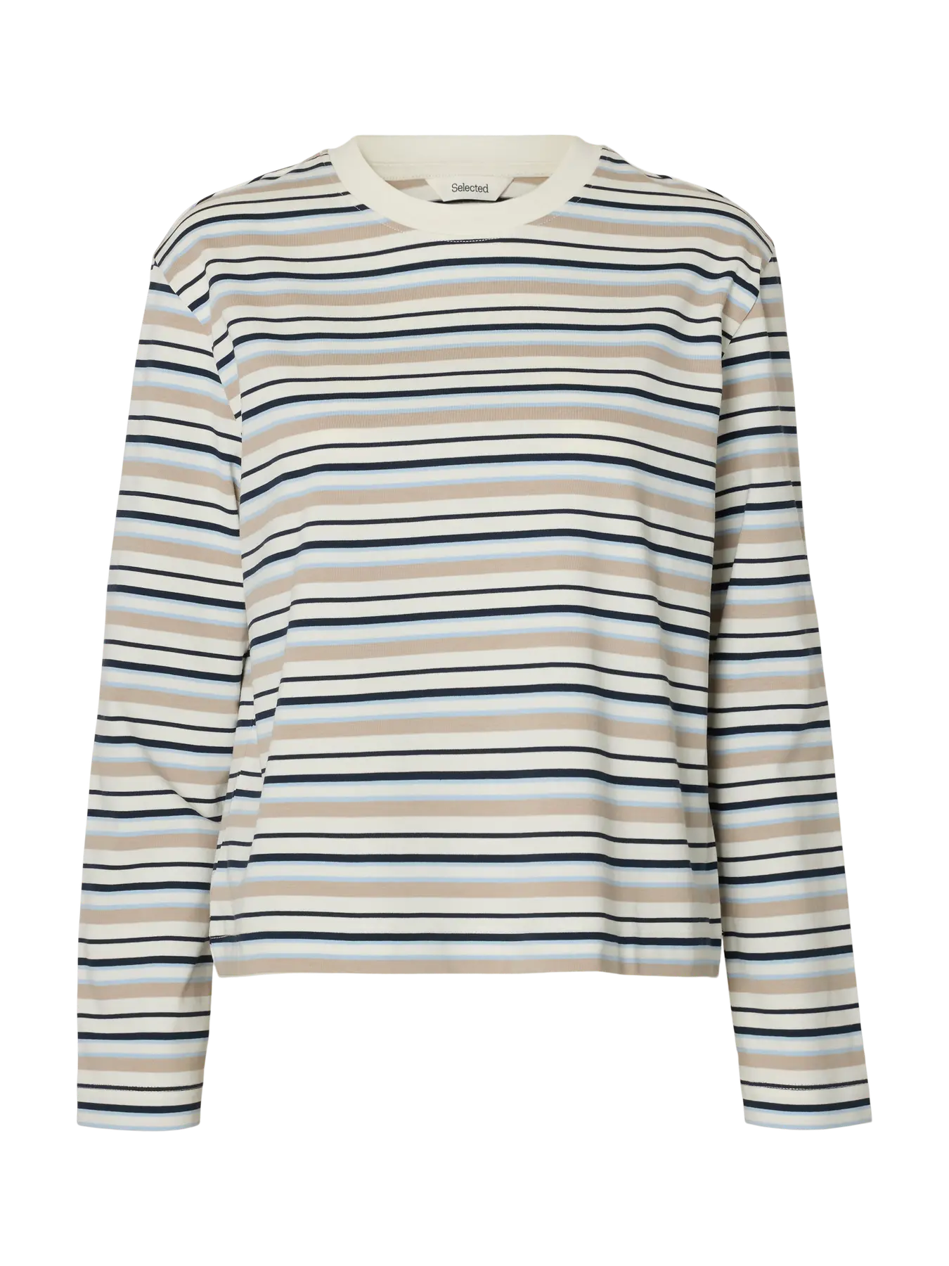 SLWESSENTIAL LS Striped boxy tee Cashmere Blue