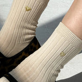 HER Socks Embroidered PORCELAIN GOLD HEART