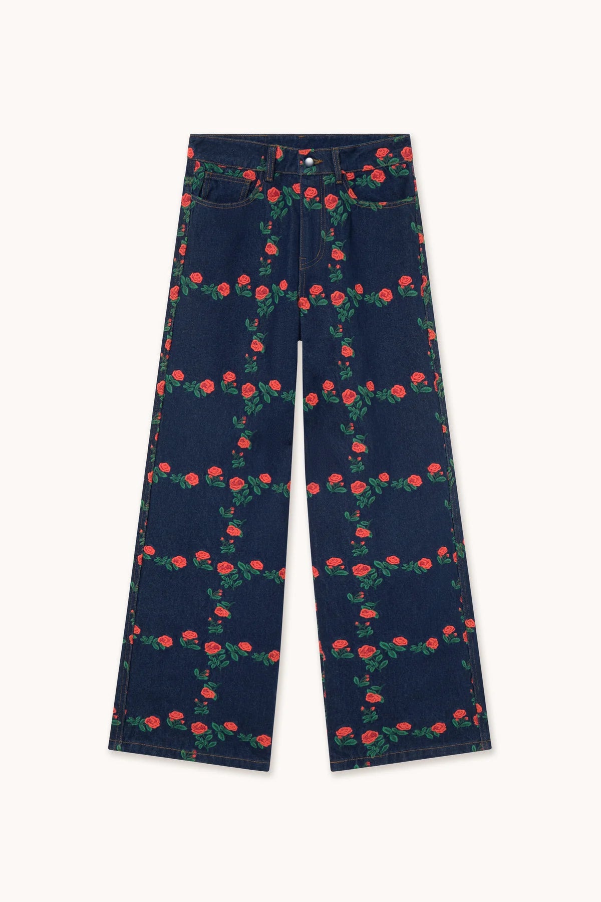 Roses Grid Emroidery Berta Long Denim