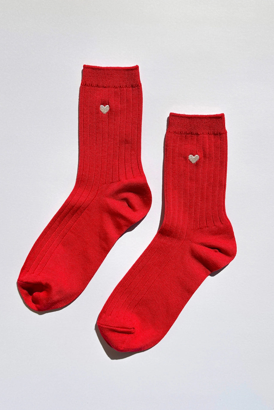 EMBROIDERED HER socks - Red + Heart