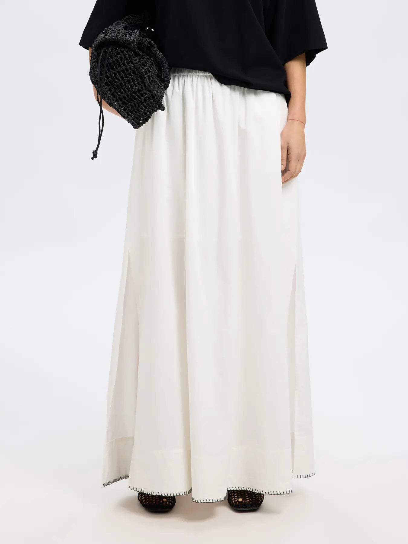 SLFFIA HW Stitched ankle skirt Bright white