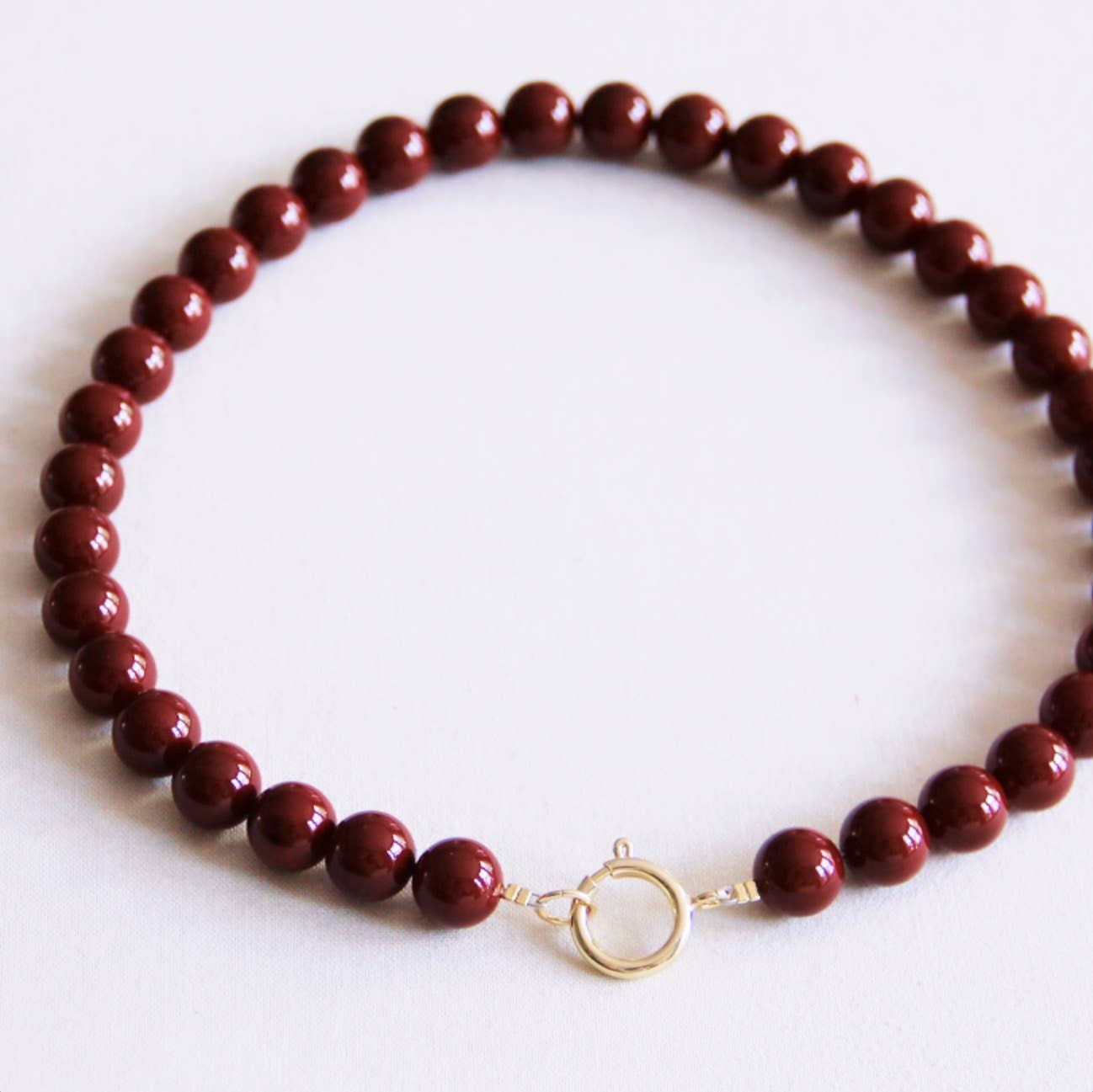 Natural stone bead necklace - burgundy