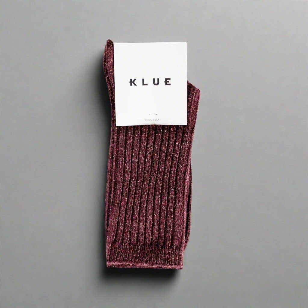 KLUE Silk and Wool DUST STAR socks - Burgundy
